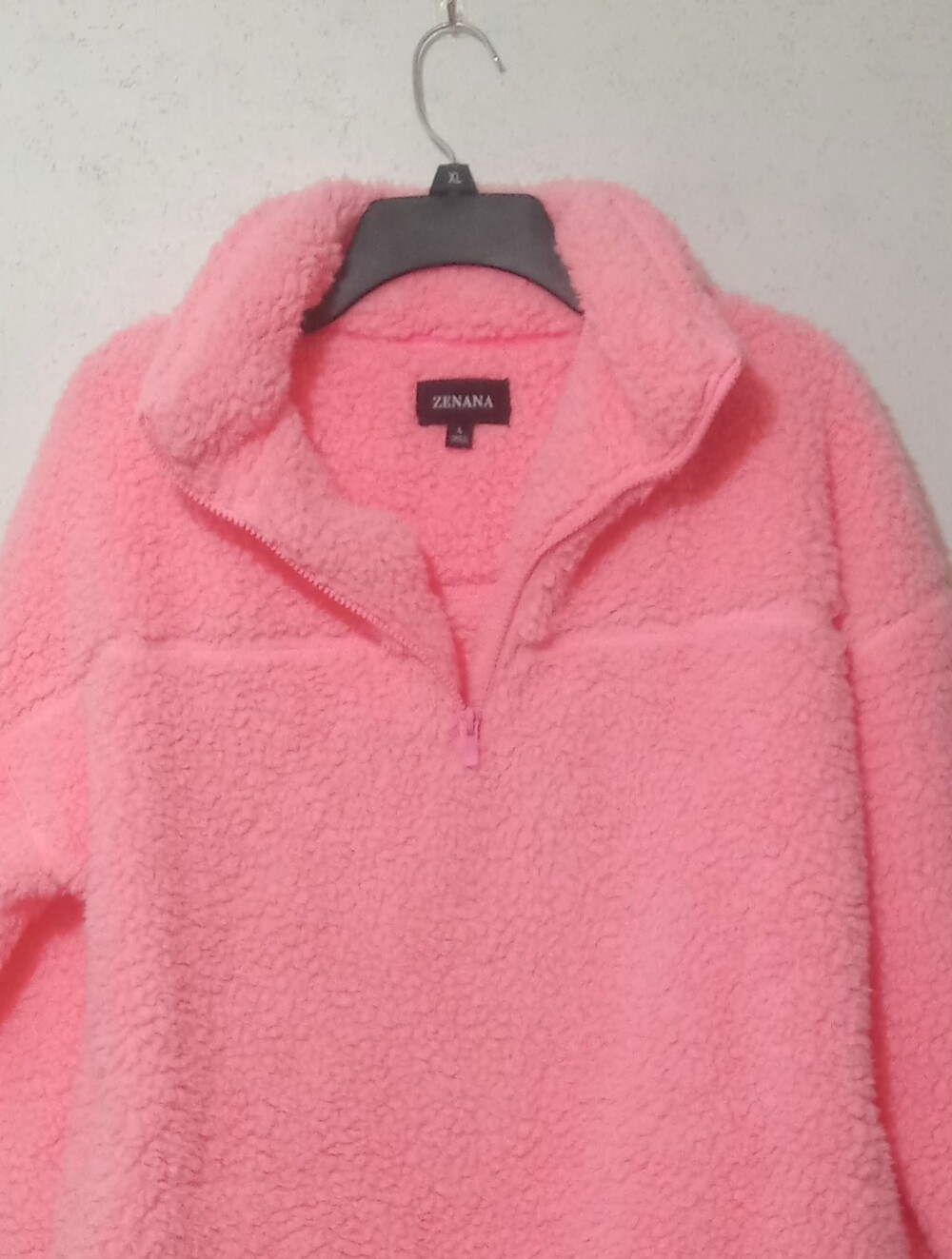 Zenana Outfitters Pink Sherpa Half-Zip Jacket